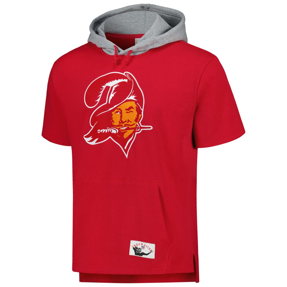Tampa Bay Buccaneers Postgame Short Sleeve Hoodie - Red - Mitchell & Ness