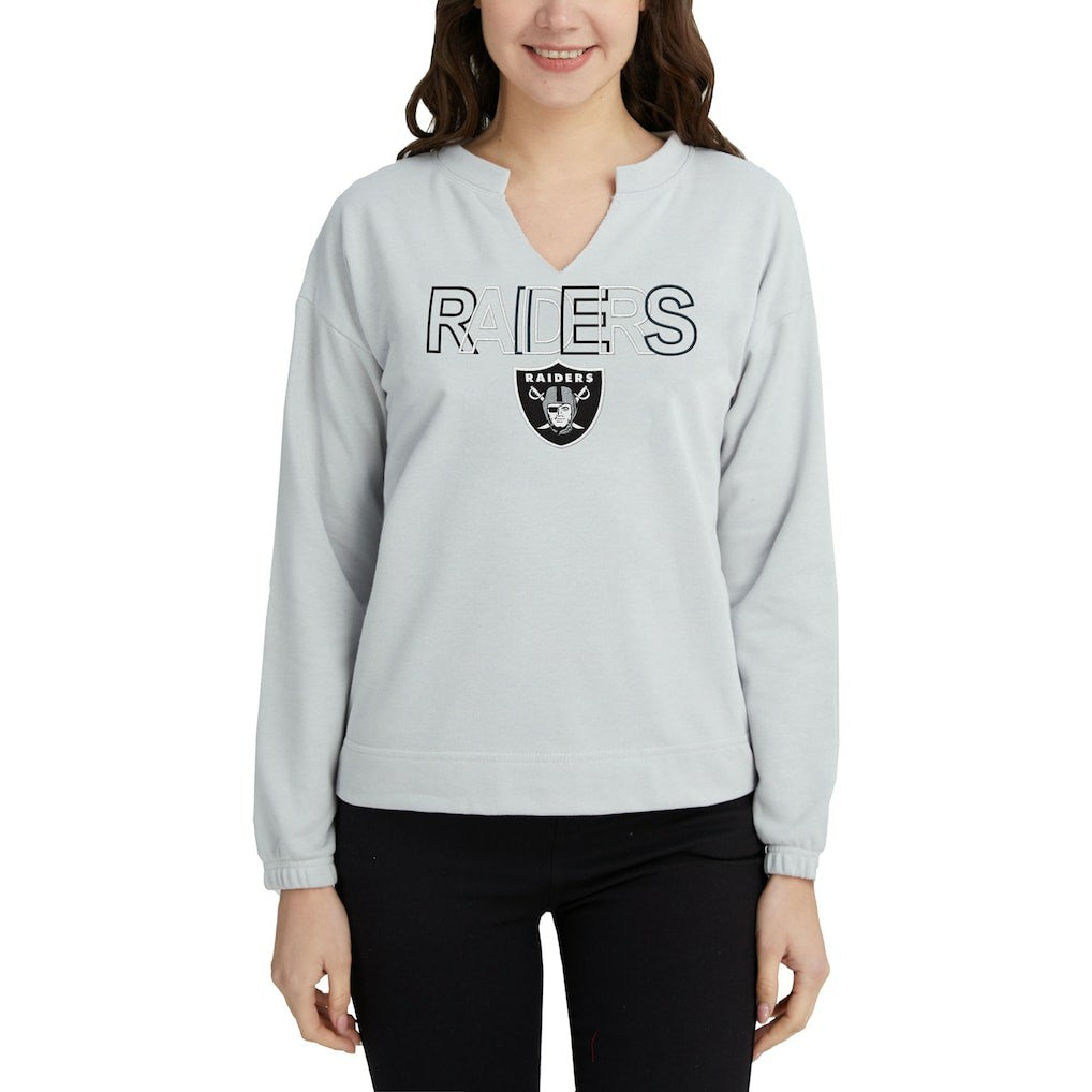 Las Vegas Raiders Concepts Sport Women's Sunray Notch Neck Long Sleeve Top - Gray - NFL