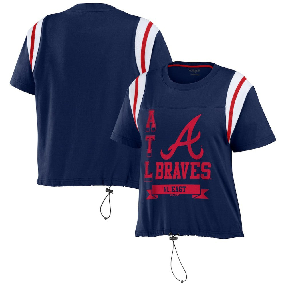 Atlanta Braves WEAR by Erin Andrews Women's Cinched Colorblock T-Shirt Sale