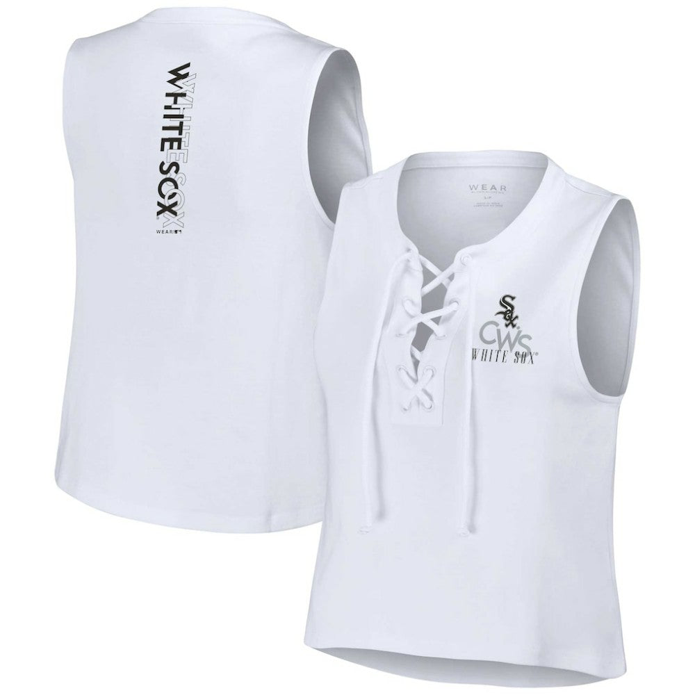 Chicago White Sox WEAR by Erin Andrews Women's Lace-Up Tank Top for sale