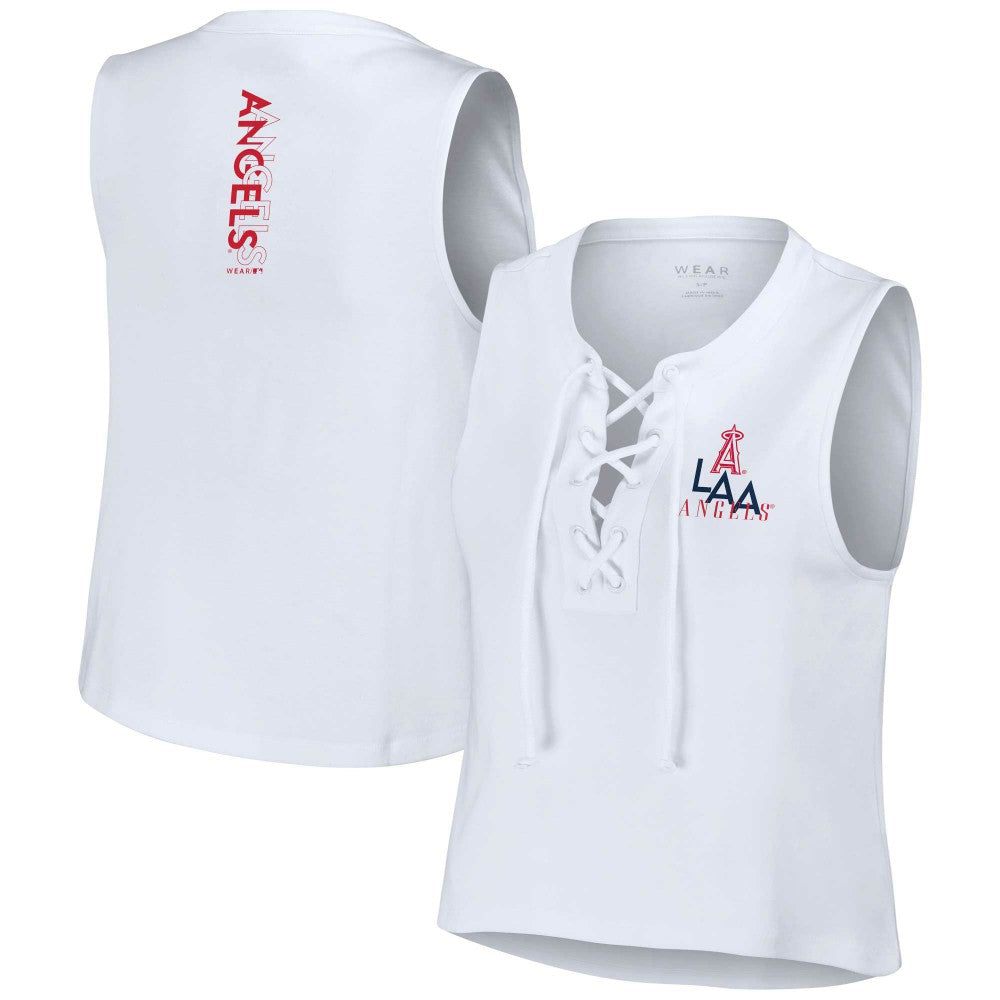 Los Angeles Angels WEAR by Erin Andrews Women's Lace-Up Tank Top Sale