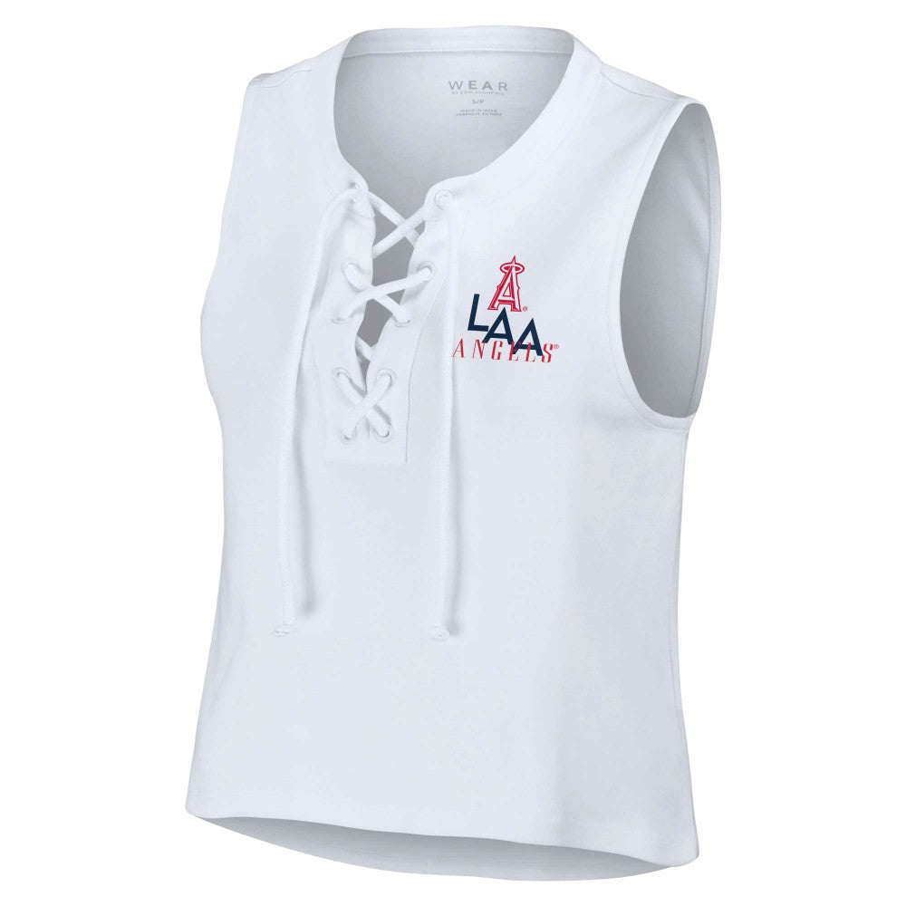 Los Angeles Angels WEAR by Erin Andrews Women's Lace-Up Tank Top Sale