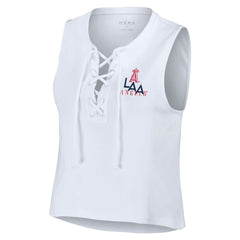 Los Angeles Angels WEAR by Erin Andrews Women's Lace-Up Tank Top Sale