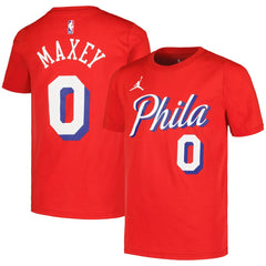 Tyrese Maxey Philadelphia 76ers Jordan Brand Youth Name & Number Statement T-Shirt Red