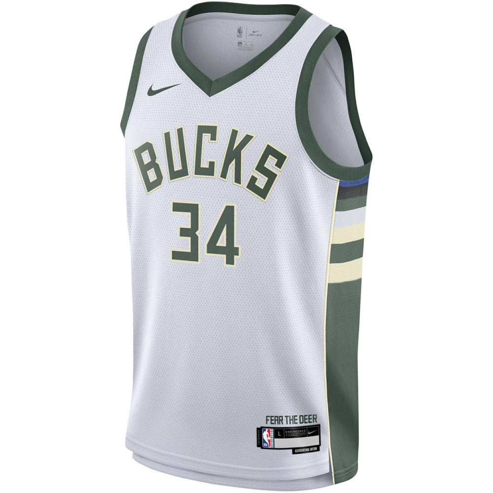 Nike Giannis Antetokounmpo Milwaukee Bucks Youth Swingman Jersey Association Edition White