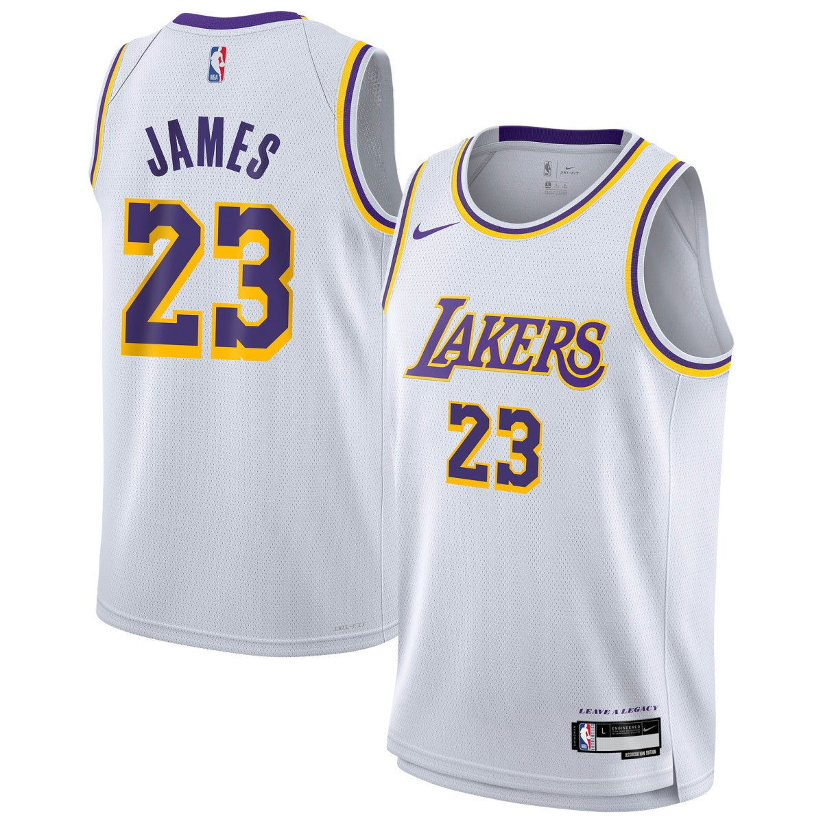 Nike LeBron James Los Angeles Lakers Youth Swingman Jersey Association Edition White