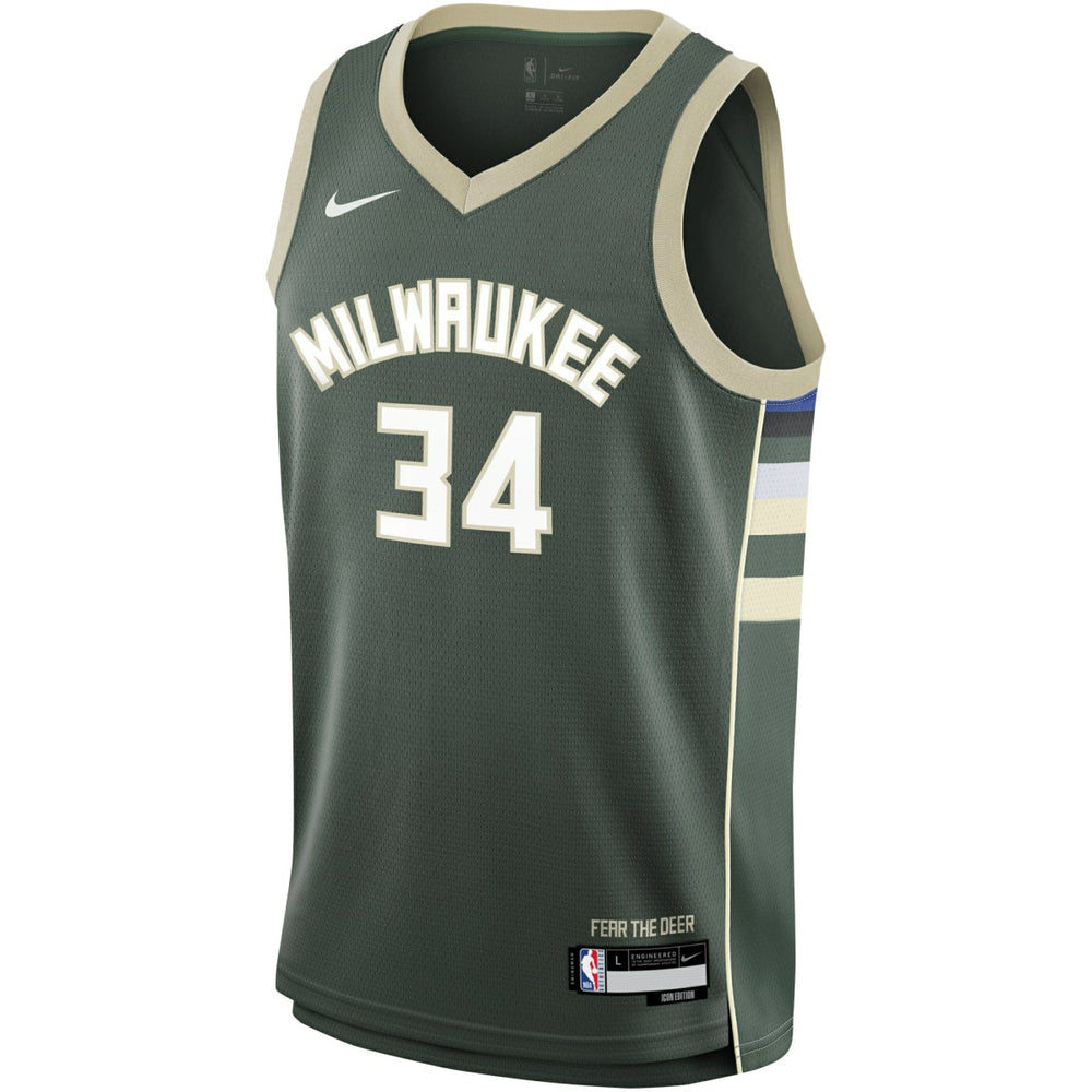 Nike Giannis Antetokounmpo Milwaukee Bucks Youth Swingman Jersey Icon Edition Hunter Green