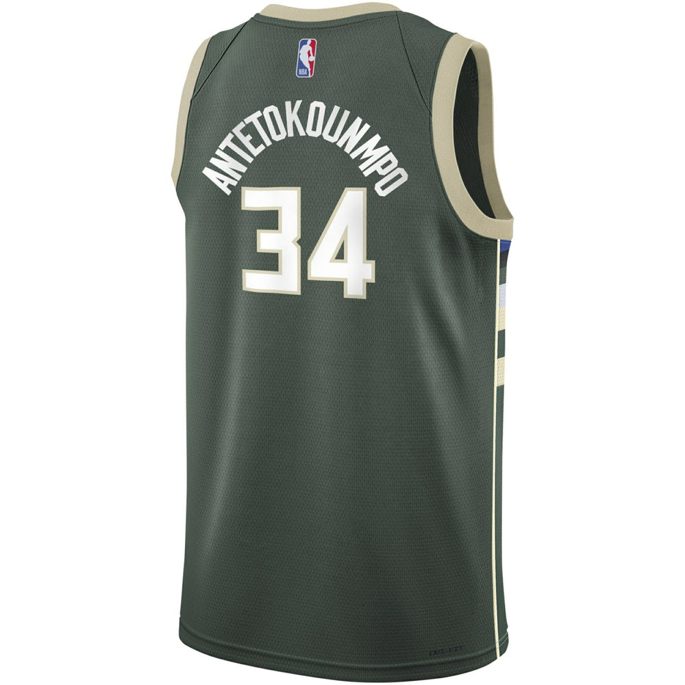 Nike Giannis Antetokounmpo Milwaukee Bucks Youth Swingman Jersey Icon Edition Hunter Green