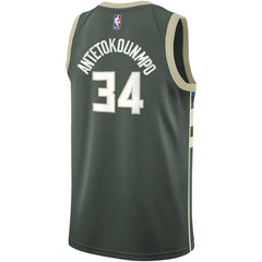 Nike Giannis Antetokounmpo Milwaukee Bucks Youth Swingman Jersey Icon Edition Hunter Green