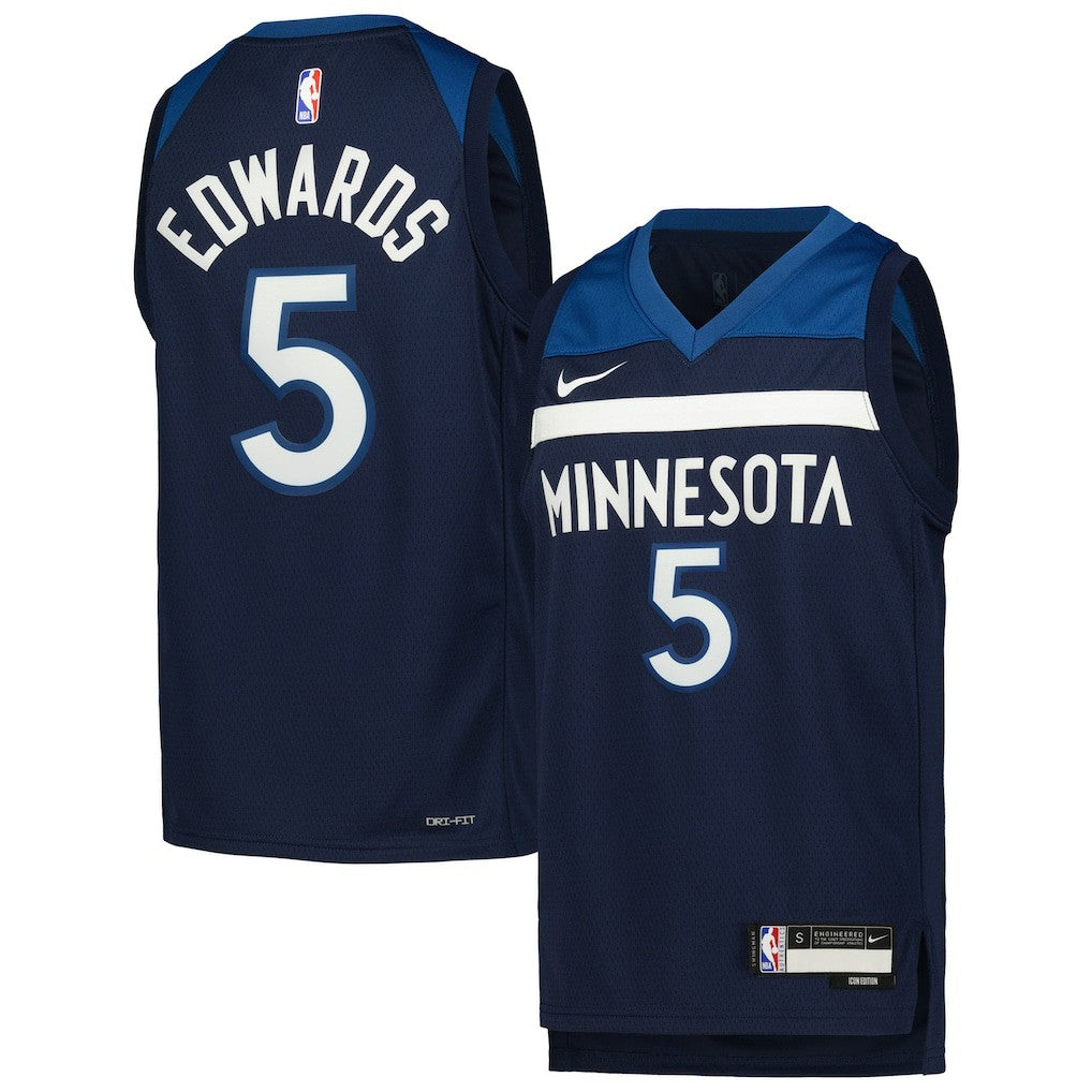 Nike Anthony Edwards Minnesota Timberwolves Youth Swingman Jersey Icon Edition Navy