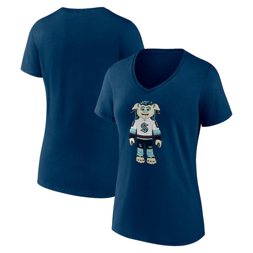 Seattle Kraken Women's Mascot Buoy V-Neck T-Shirt - Deep Sea Blue | NHL discount