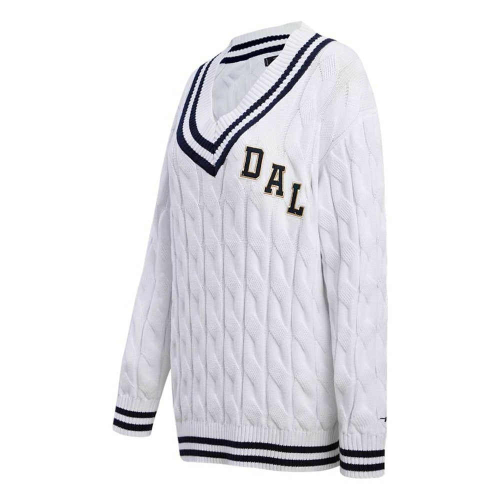 Dallas Cowboys Pro Standard Women's Prep V-Neck Pullover Sweater - White - NFL