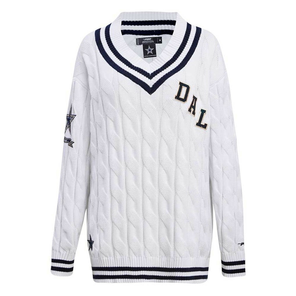 Dallas Cowboys Pro Standard Women's Prep V-Neck Pullover Sweater - White - NFL
