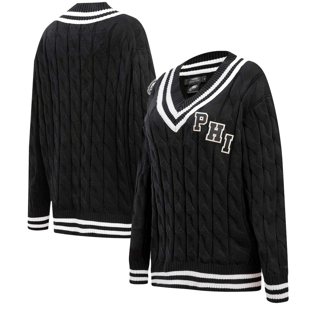 Philadelphia Eagles Pro Standard Women's Prep V-Neck Pullover Sweater - Black - NFL
