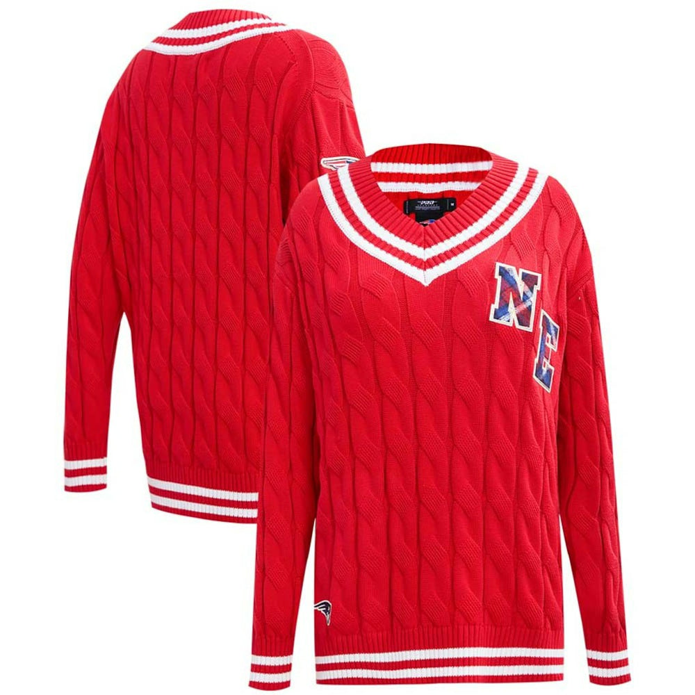 New England Patriots Pro Standard Women's Prep V-Neck Pullover Sweater - Red - NFL