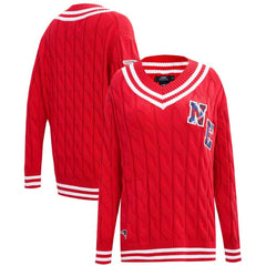 New England Patriots Pro Standard Women's Prep V-Neck Pullover Sweater - Red - NFL