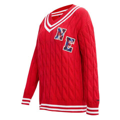 New England Patriots Pro Standard Women's Prep V-Neck Pullover Sweater - Red - NFL