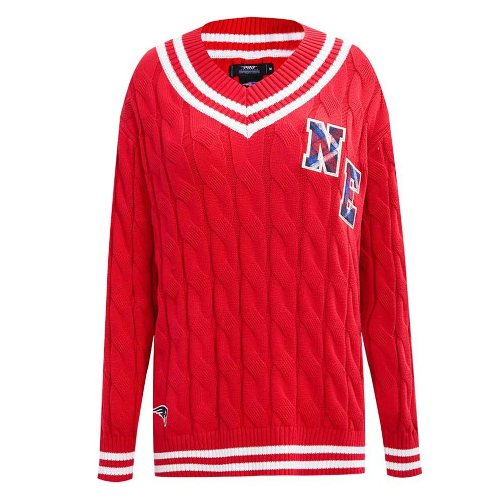 New England Patriots Pro Standard Women's Prep V-Neck Pullover Sweater - Red - NFL