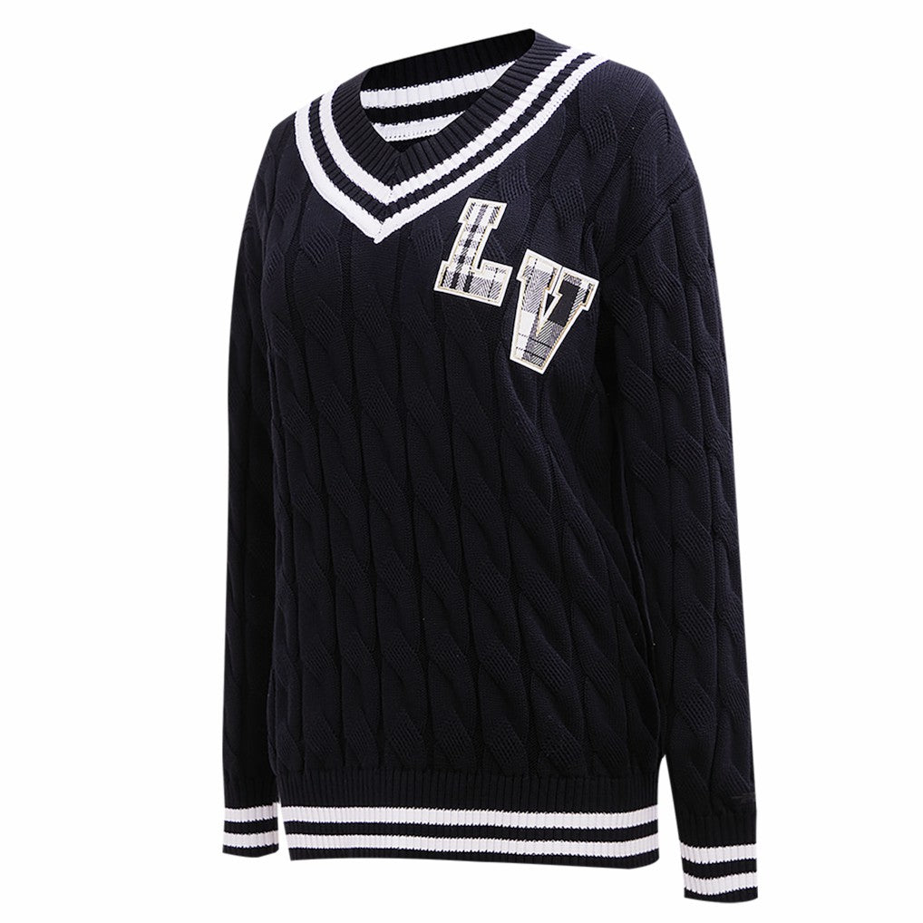 Las Vegas Raiders Pro Standard Women's Prep V-Neck Pullover Sweater - Black - NFL