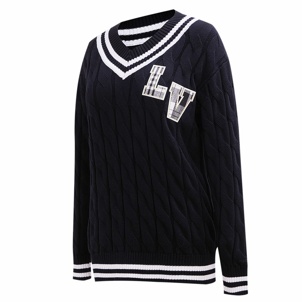 Las Vegas Raiders Pro Standard Women's Prep V-Neck Pullover Sweater - Black - NFL