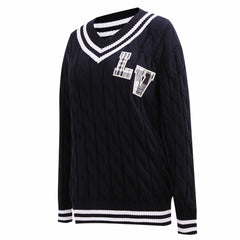 Las Vegas Raiders Pro Standard Women's Prep V-Neck Pullover Sweater - Black - NFL
