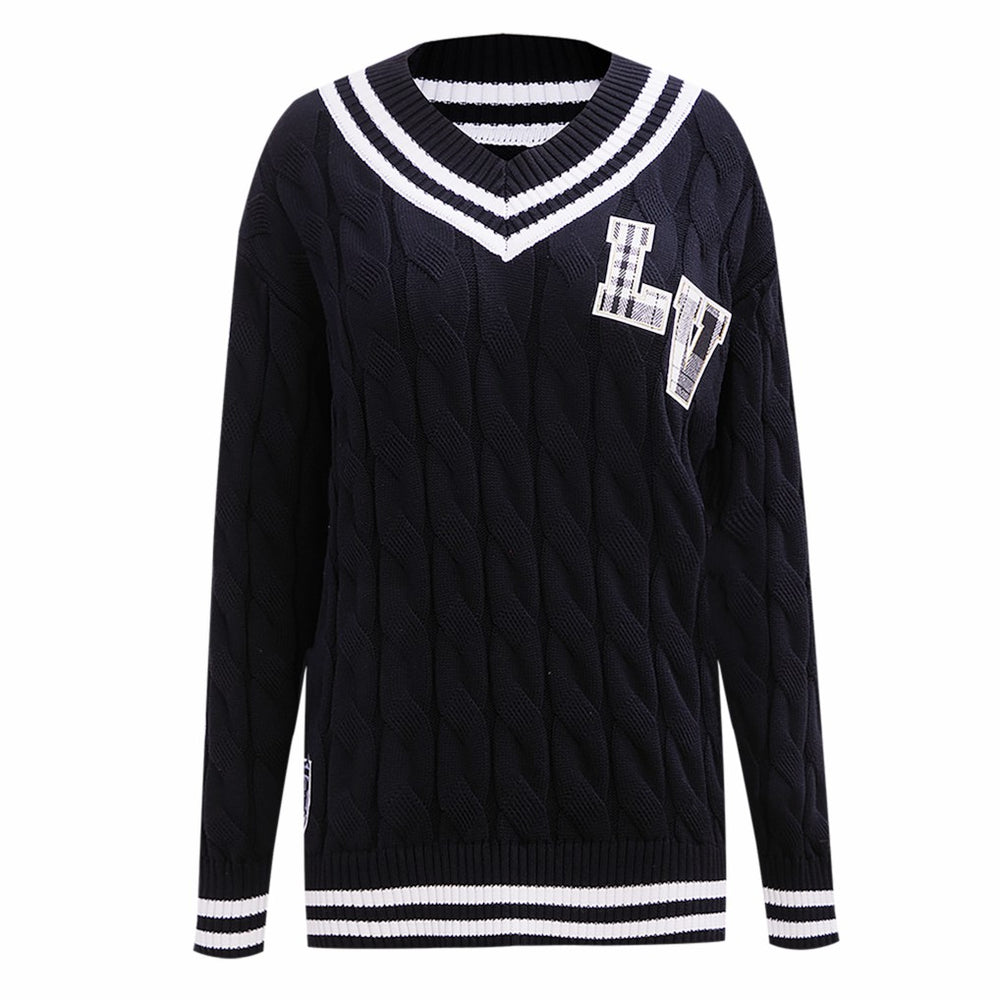 Las Vegas Raiders Pro Standard Women's Prep V-Neck Pullover Sweater - Black - NFL