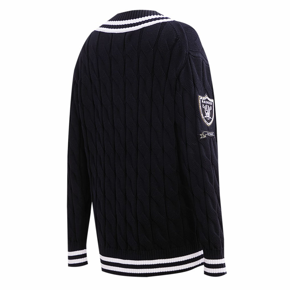 Las Vegas Raiders Pro Standard Women's Prep V-Neck Pullover Sweater - Black - NFL