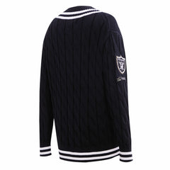 Las Vegas Raiders Pro Standard Women's Prep V-Neck Pullover Sweater - Black - NFL