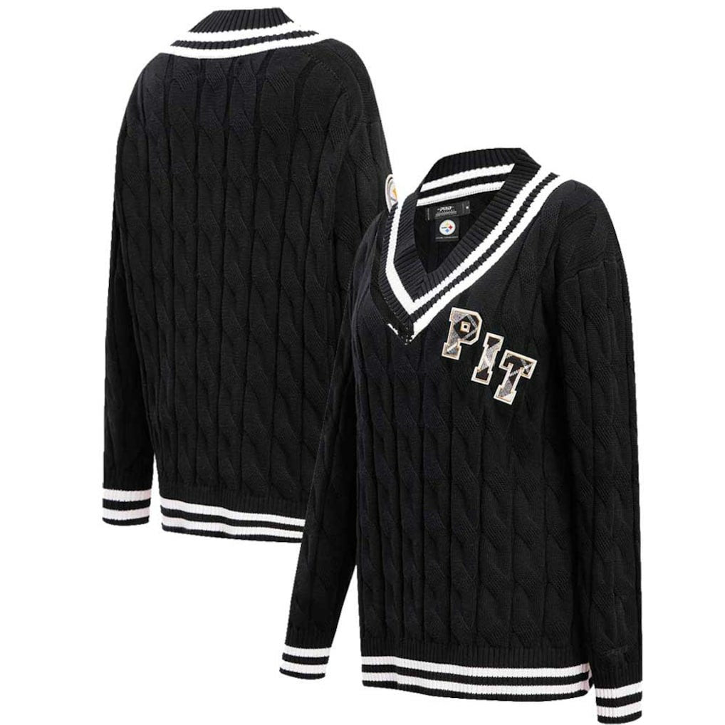 Pittsburgh Steelers Pro Standard Women's Prep V-Neck Pullover Sweater - Black - NFL
