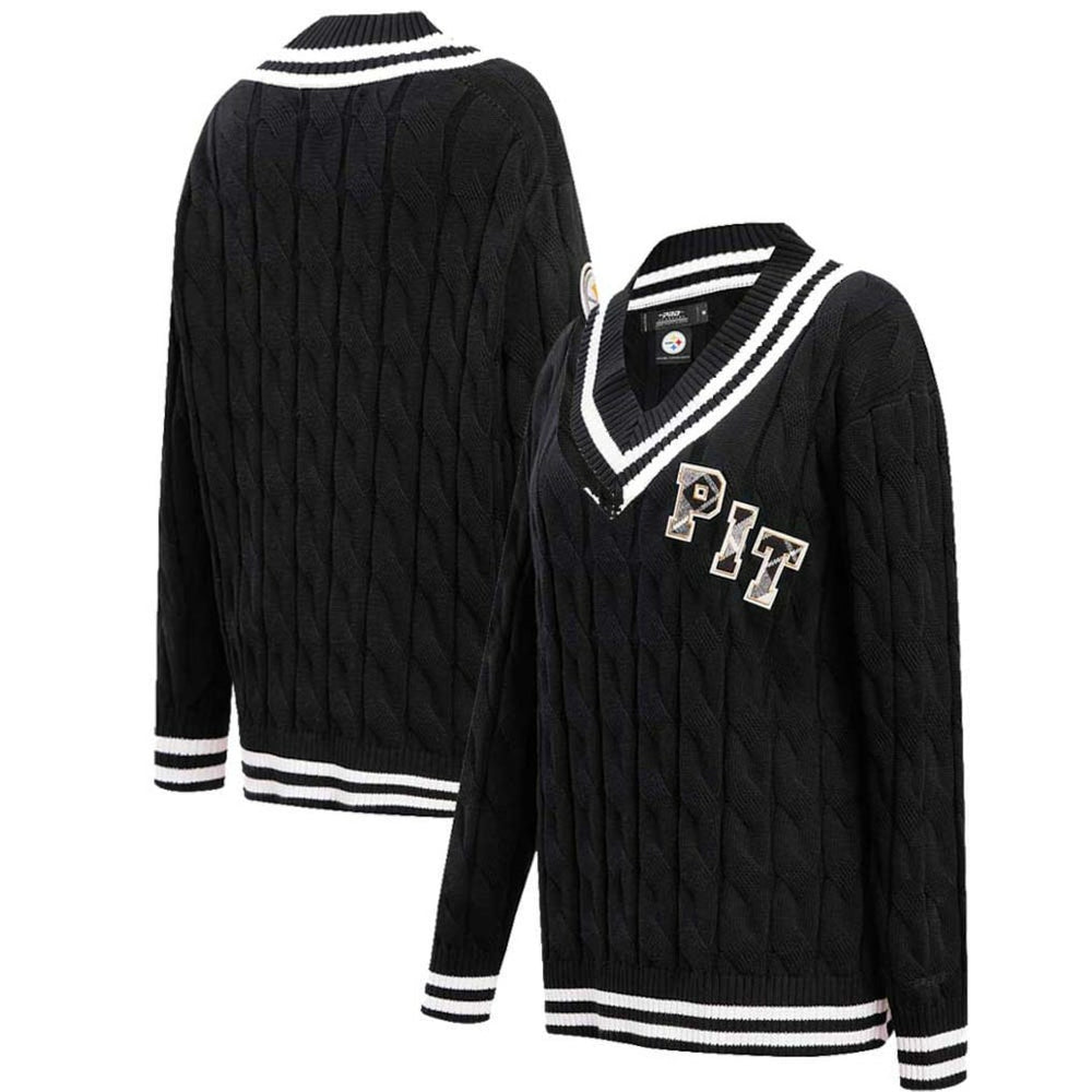Pittsburgh Steelers Pro Standard Women's Prep V-Neck Pullover Sweater - Black - NFL