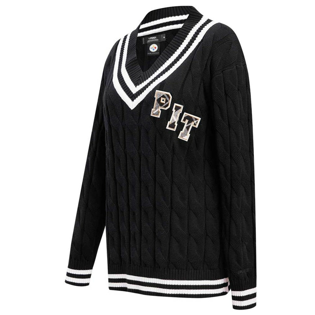 Pittsburgh Steelers Pro Standard Women's Prep V-Neck Pullover Sweater - Black - NFL