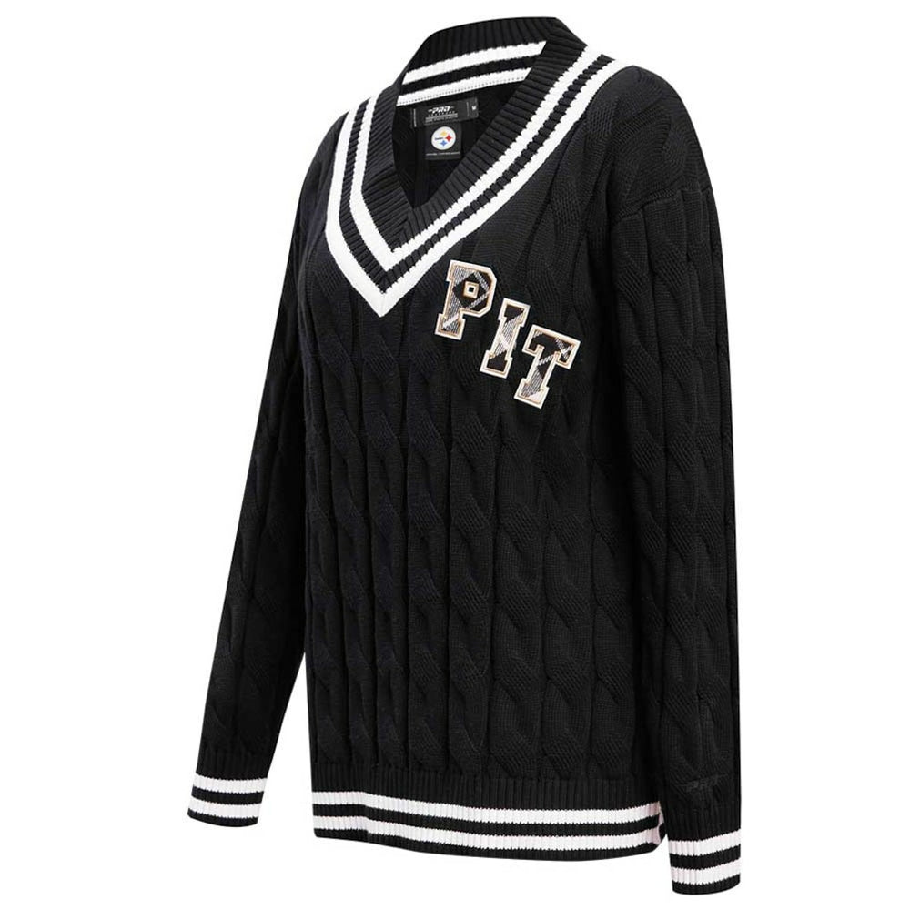 Pittsburgh Steelers Pro Standard Women's Prep V-Neck Pullover Sweater - Black - NFL