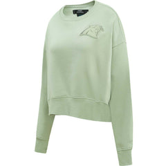 Carolina Panthers Pro Standard Women's Oversized Cropped Neutral Pullover Sweatshirt - Light Green - NFL