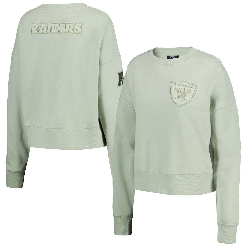 Las Vegas Raiders Pro Standard Women's Oversized Cropped Neutral Pullover Sweatshirt - Light Green - NFL