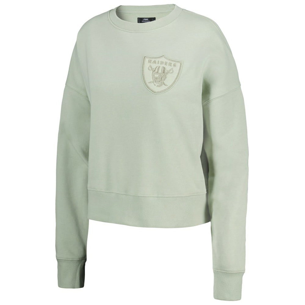 Las Vegas Raiders Pro Standard Women's Oversized Cropped Neutral Pullover Sweatshirt - Light Green - NFL