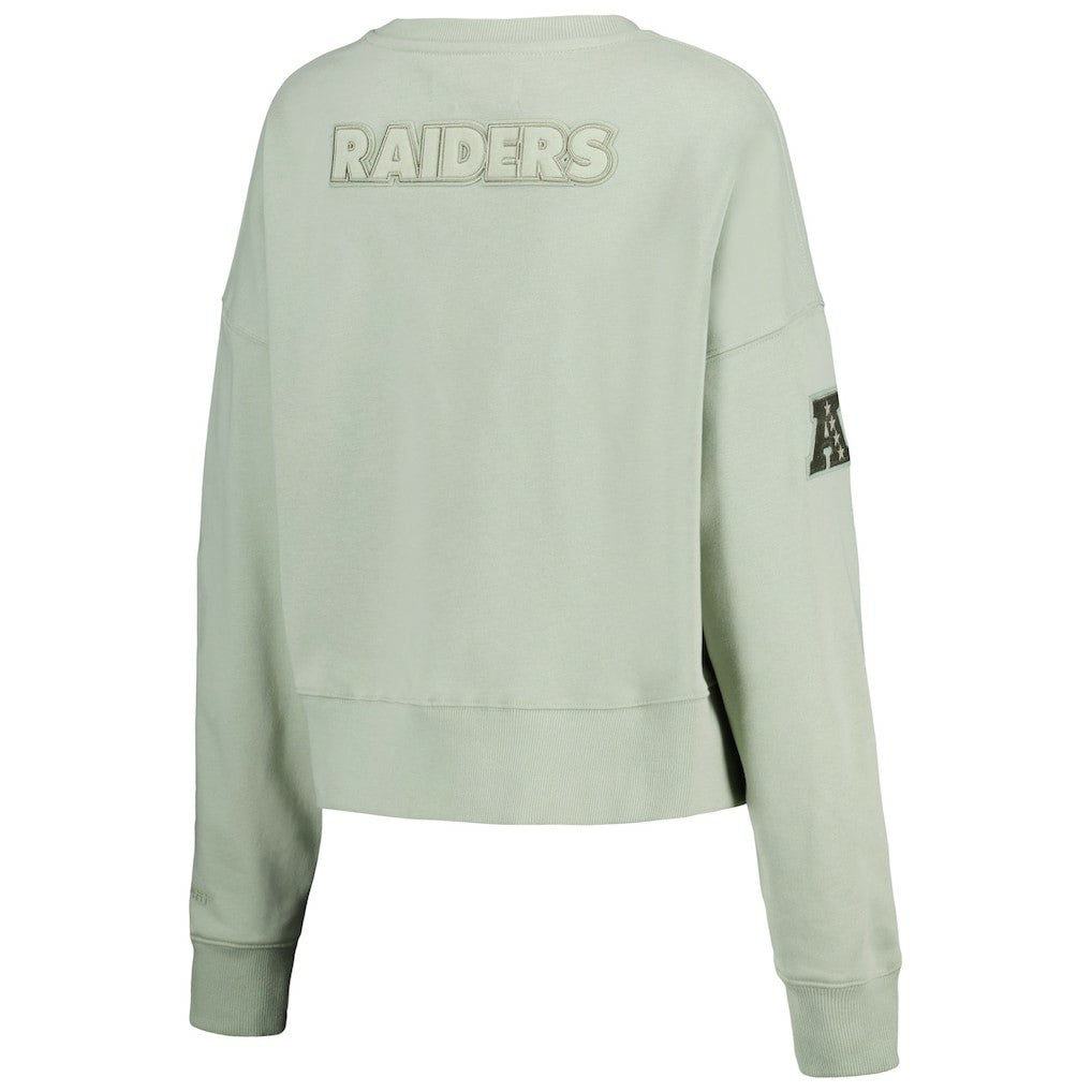 Las Vegas Raiders Pro Standard Women's Oversized Cropped Neutral Pullover Sweatshirt - Light Green - NFL