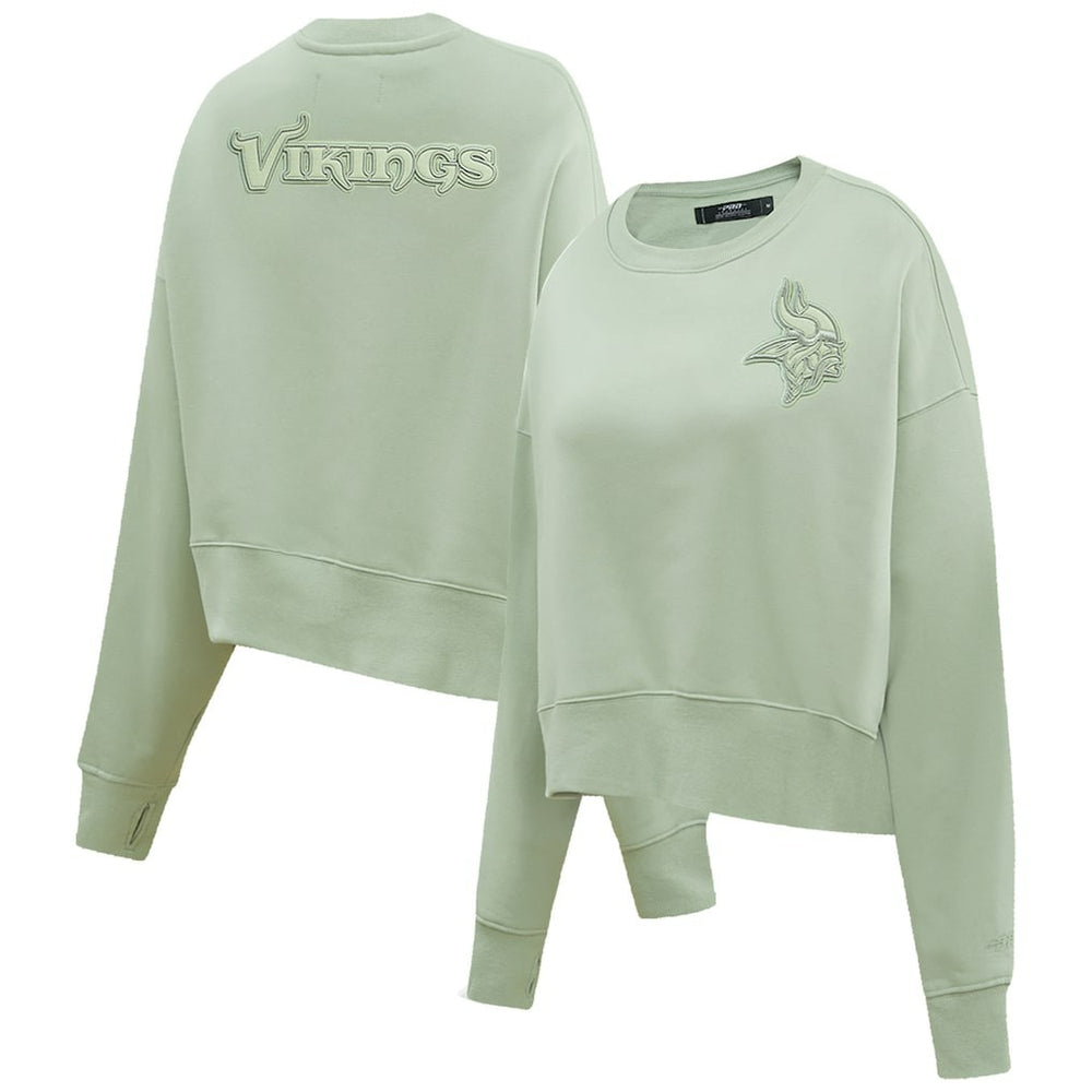 Minnesota Vikings Pro Standard Women's Oversized Cropped Neutral Pullover Sweatshirt - Light Green - NFL