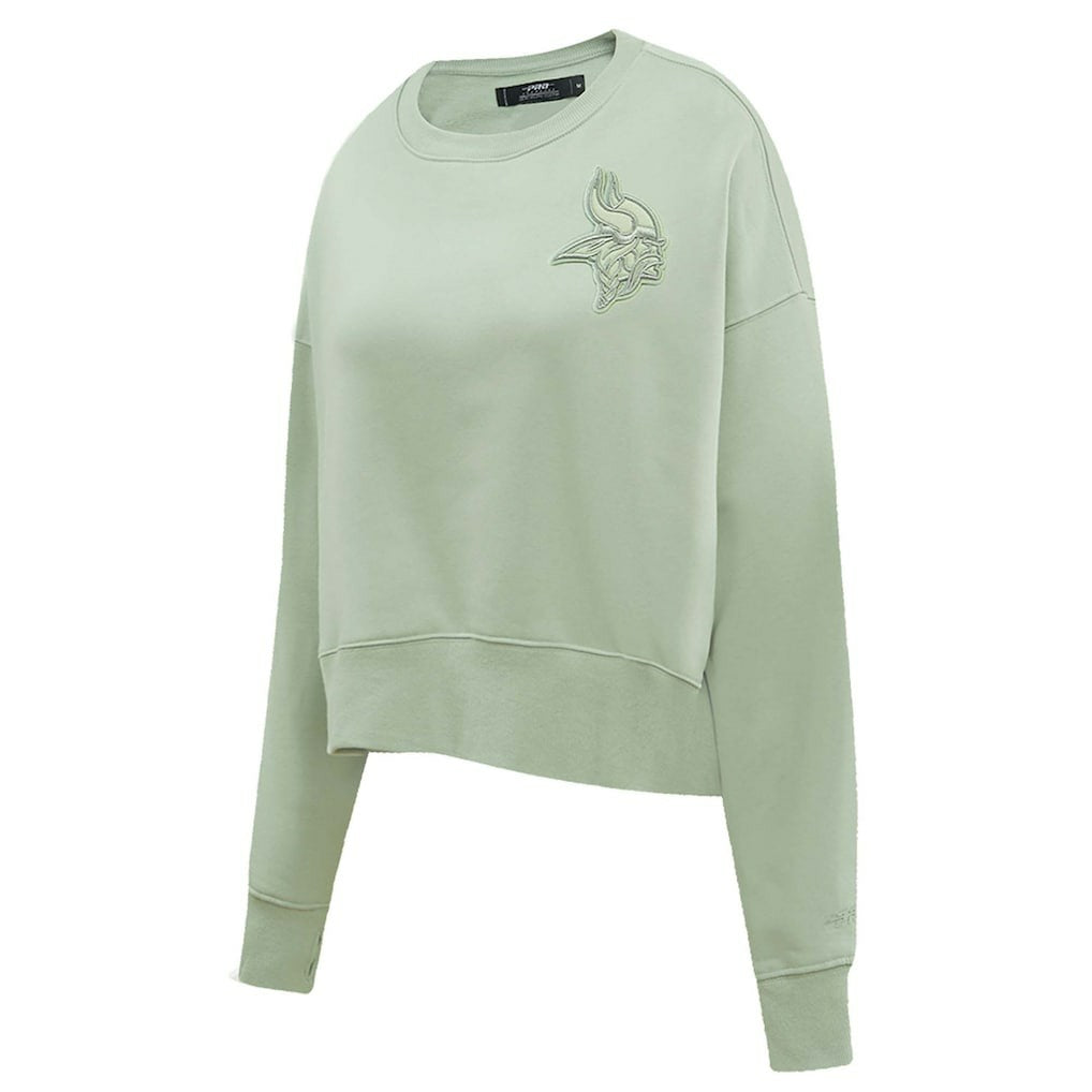 Minnesota Vikings Pro Standard Women's Oversized Cropped Neutral Pullover Sweatshirt - Light Green - NFL