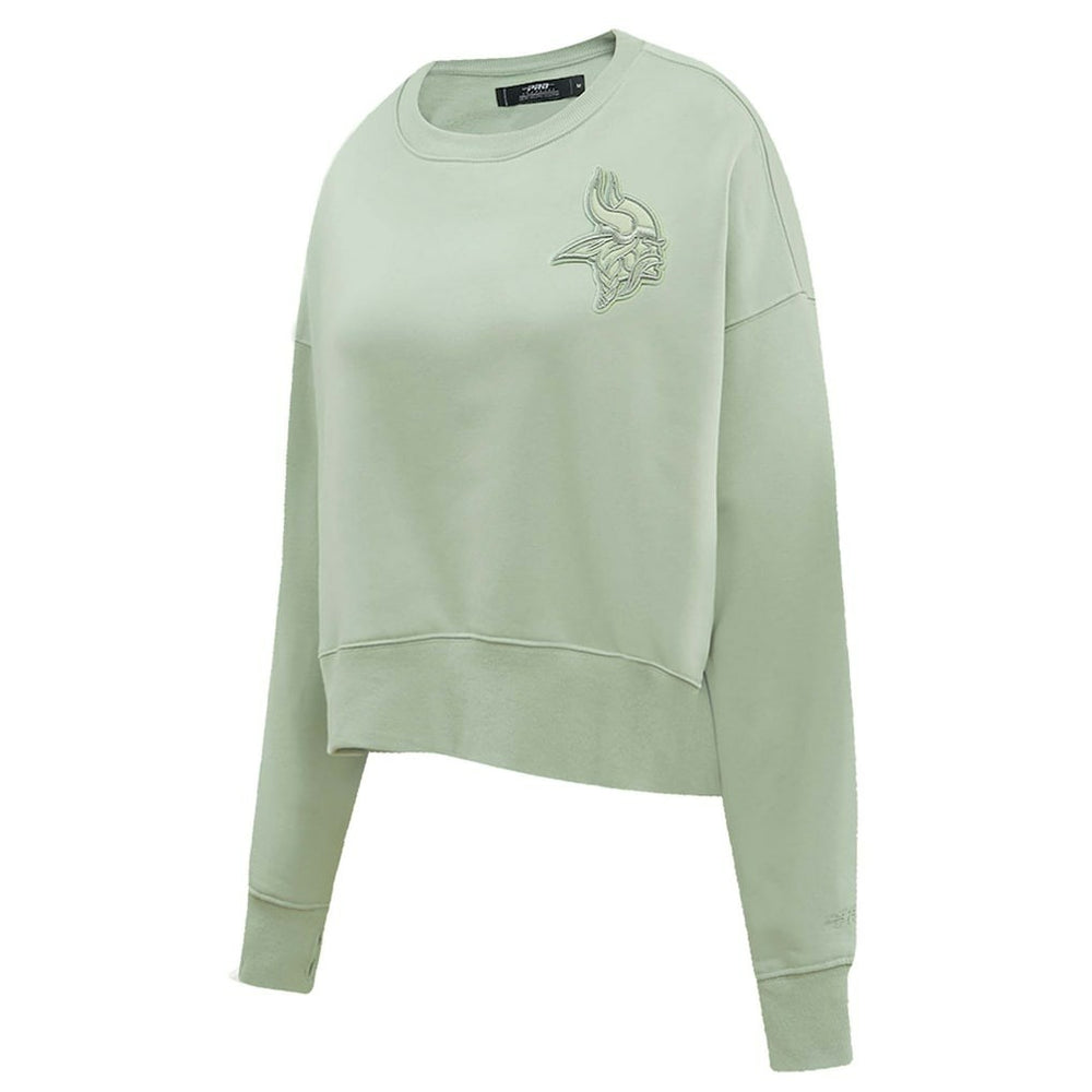 Minnesota Vikings Pro Standard Women's Oversized Cropped Neutral Pullover Sweatshirt - Light Green - NFL
