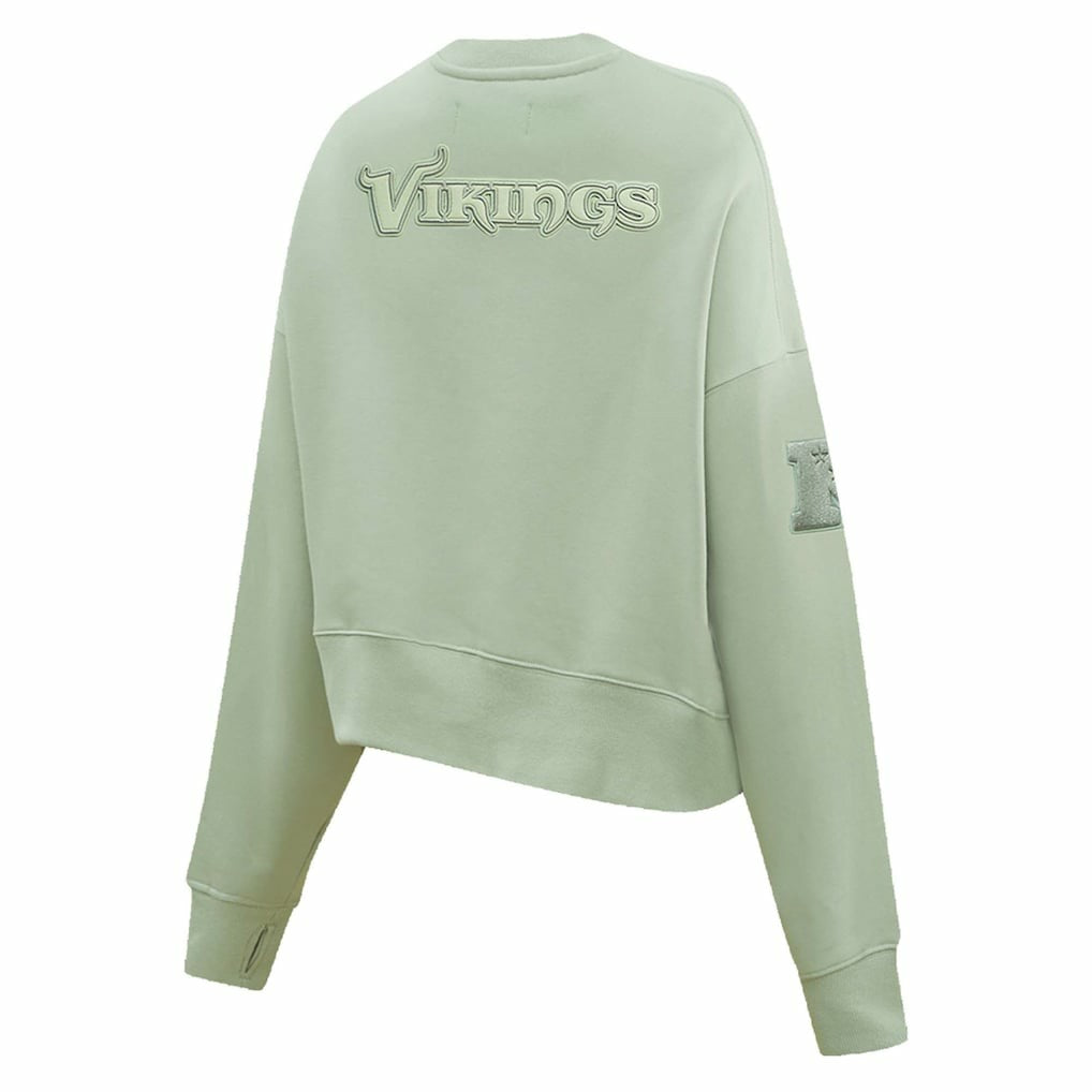 Minnesota Vikings Pro Standard Women's Oversized Cropped Neutral Pullover Sweatshirt - Light Green - NFL