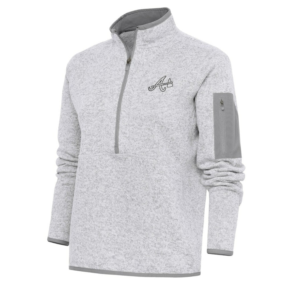 Atlanta Braves Antigua Women's Brushed Metallic Fortune Half-Zip Pullover Jacket for sale