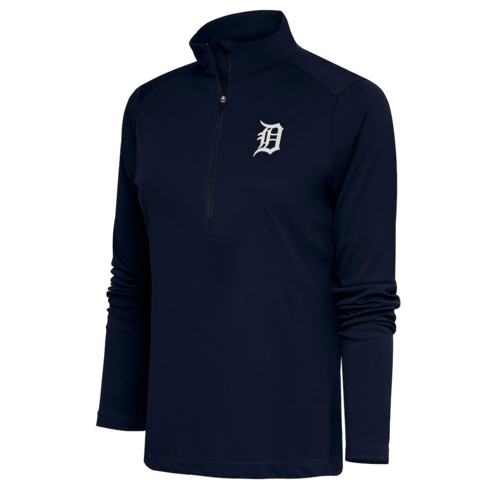 Detroit Tigers Antigua Women's Brushed Metallic Tribute Half-Zip Pullover Top for sale
