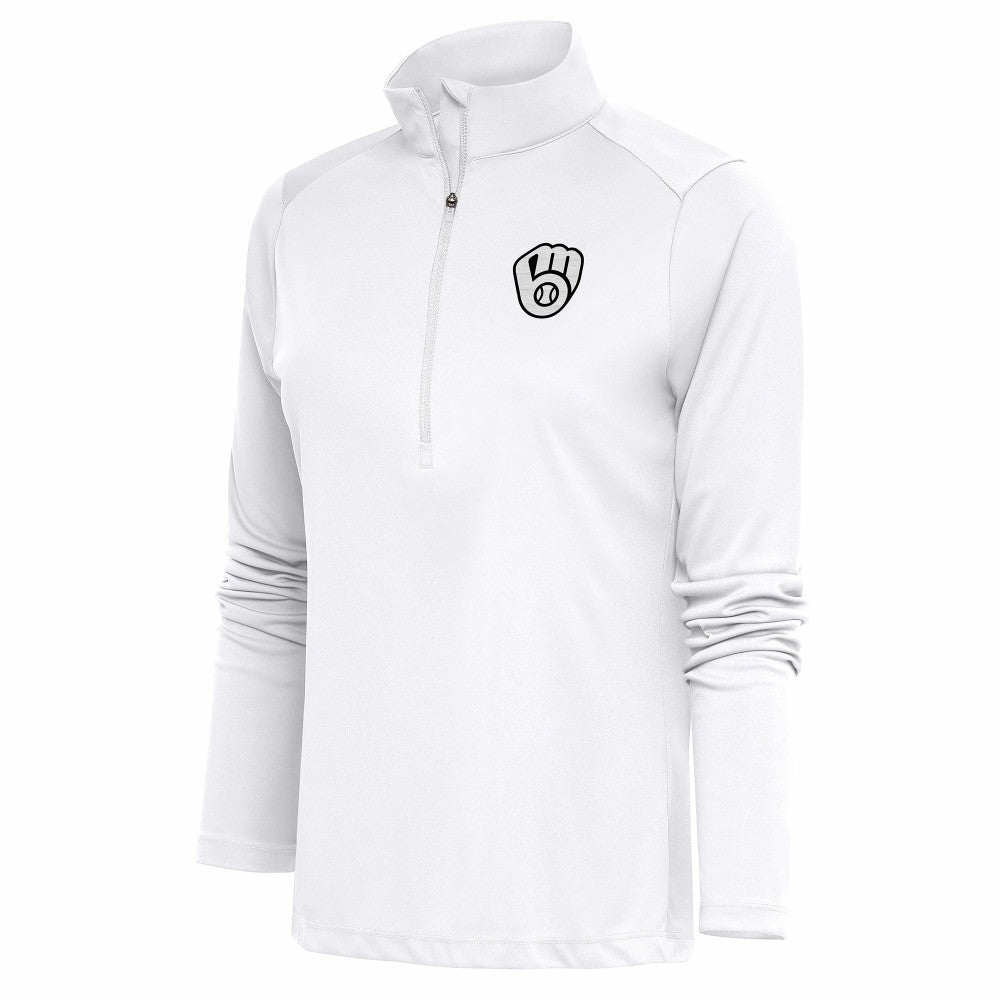 Milwaukee Brewers Antigua Women's Brushed Metallic Tribute Half-Zip Pullover Top Discount