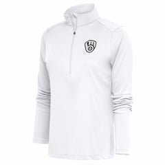 Milwaukee Brewers Antigua Women's Brushed Metallic Tribute Half-Zip Pullover Top Discount