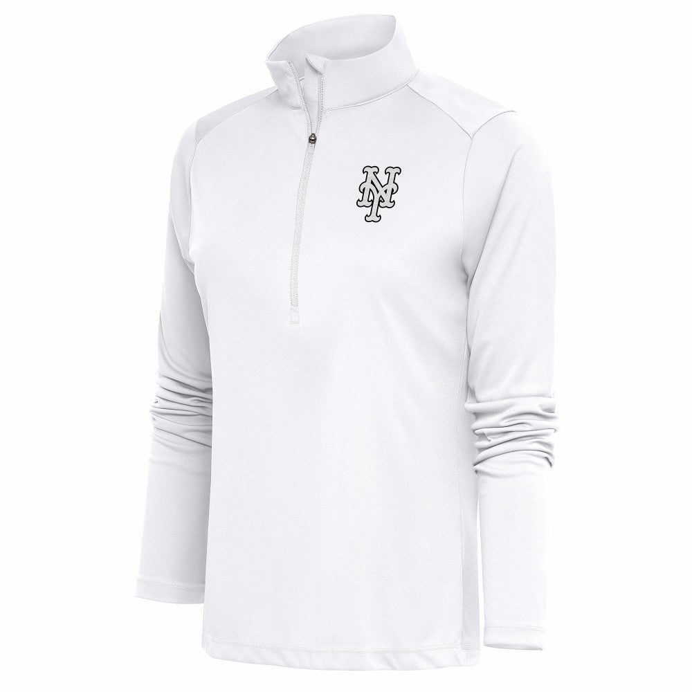 New York Mets Antigua Women's Brushed Metallic Tribute Half-Zip Pullover Top Outlet
