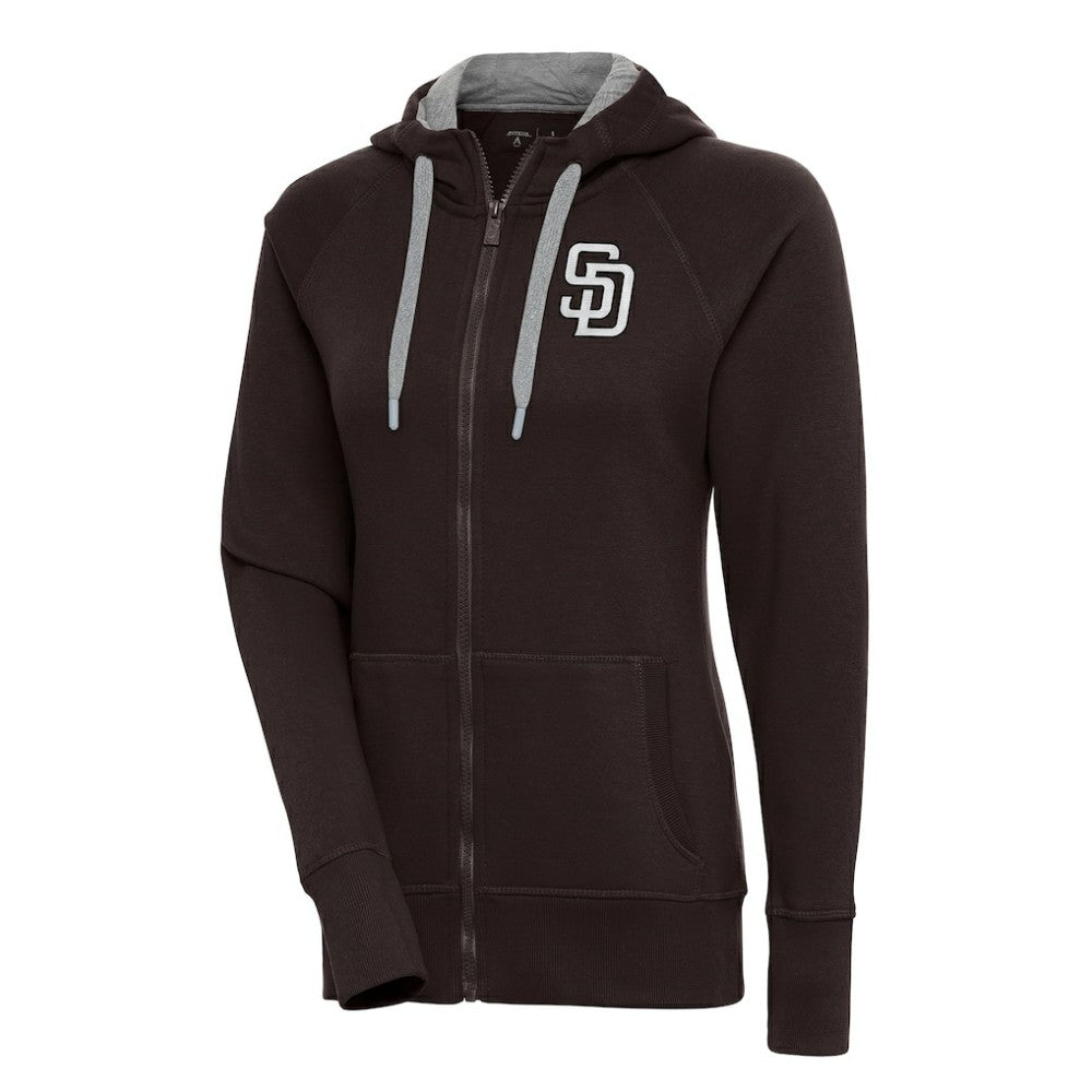 San Diego Padres Antigua Women's Brushed Metallic Victory Full-Zip Hoodie for sale