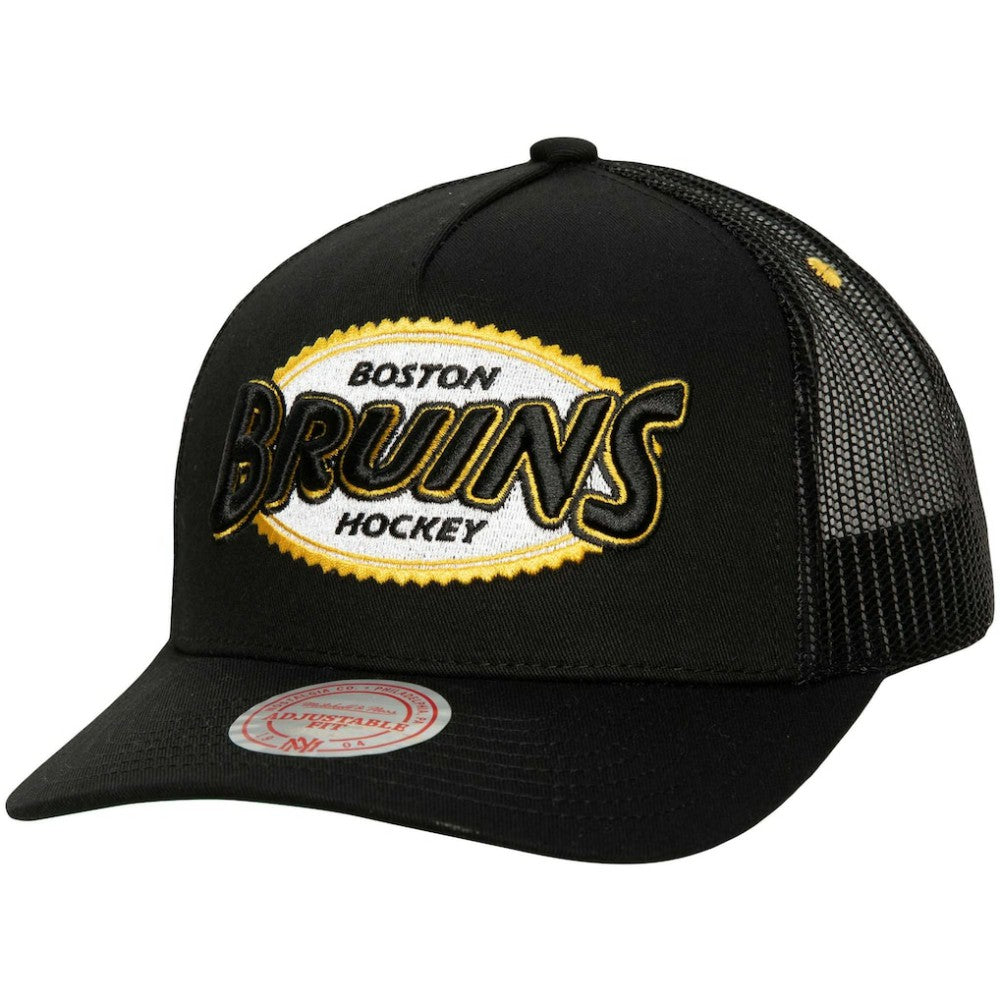 Boston Bruins Mitchell & Ness Team Seal Trucker Snapback Hat - Black | NHL discount