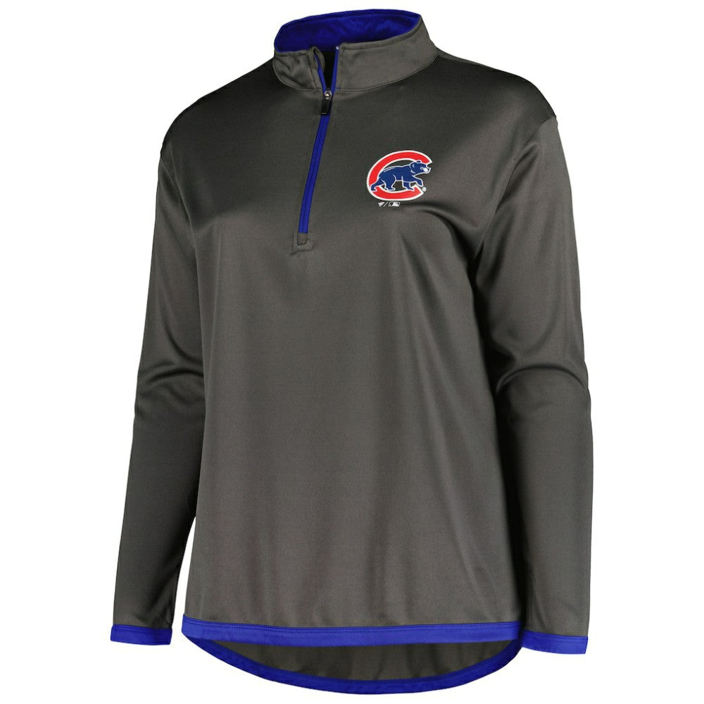 Chicago Cubs Profile Women's Plus Size Quarter-Zip Jacket Outlet