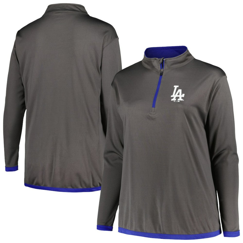 Los Angeles Dodgers Profile Women's Plus Size Quarter-Zip Jacket Discount