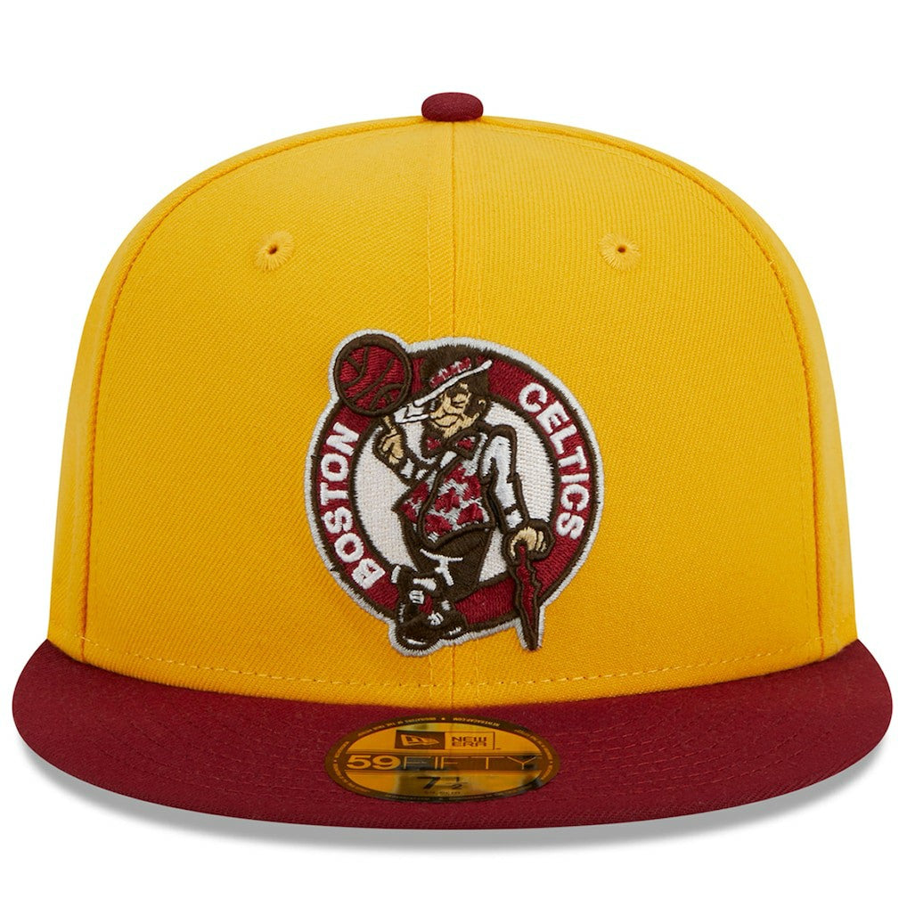 New Era Boston Celtics Fall Leaves 2-Tone 59FIFTY Fitted Hat Yellow/Red